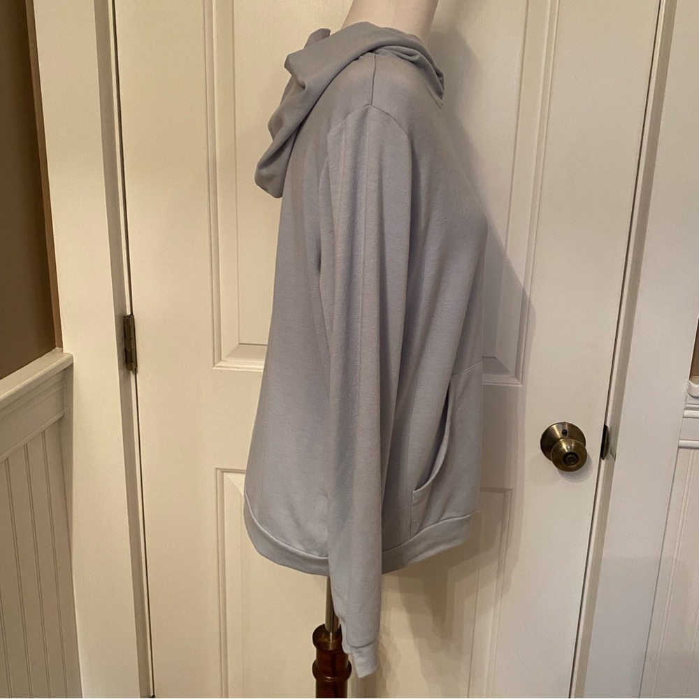 FOR THE REPUBLIC TOP HOODIE SWEATSHIRT LIGHT BLUE LIGHTWEIGHT KANGAROO POCKET S - Picture 6 of 10